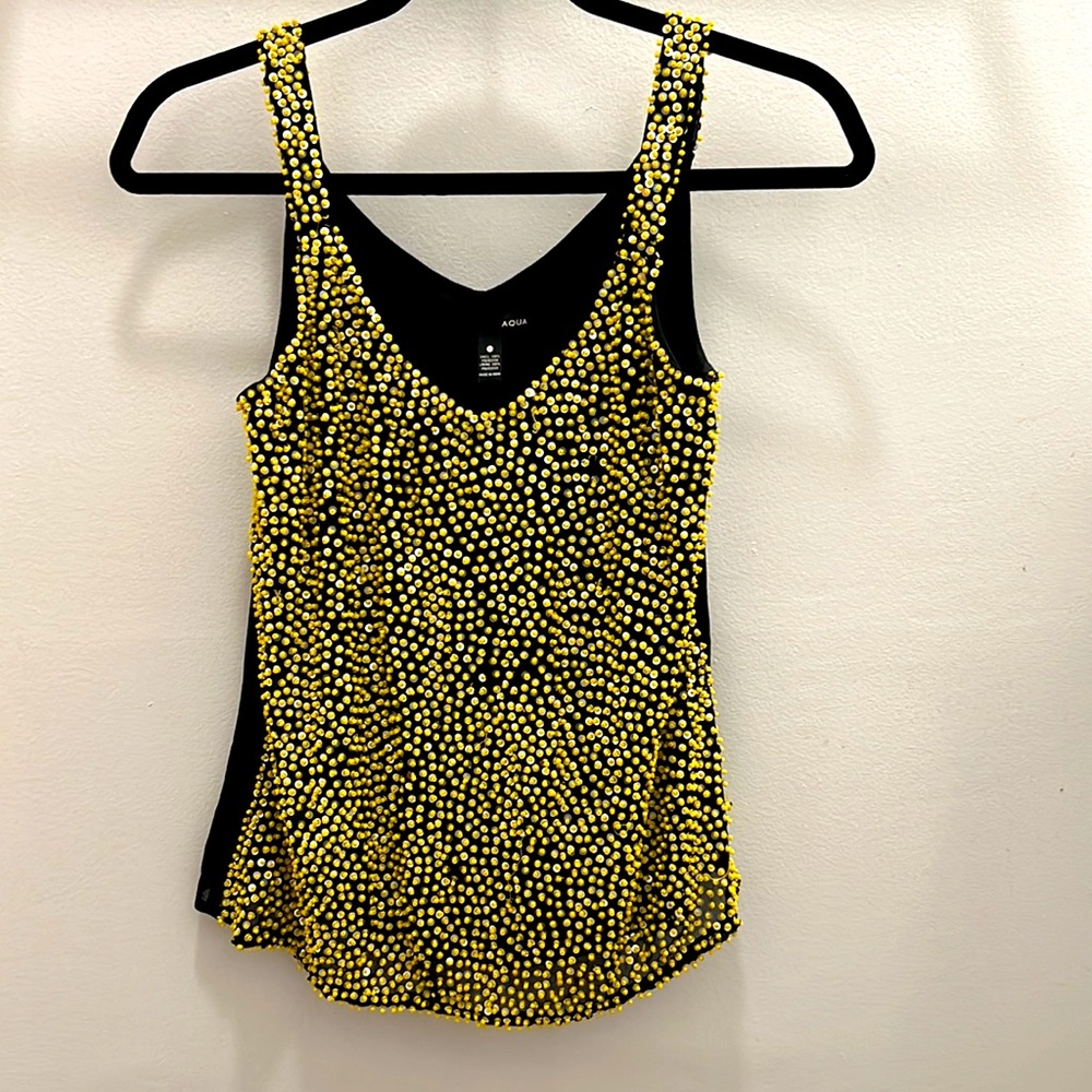 Yellow and black double layered Beaded tank